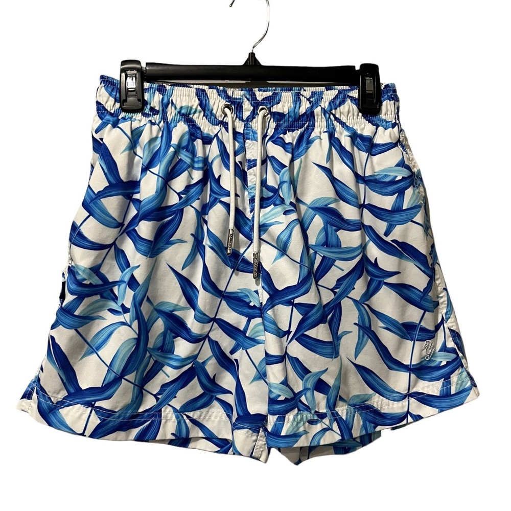 Seahorse Swimwear Trunks Large‎ Blue White Lined Drawstring